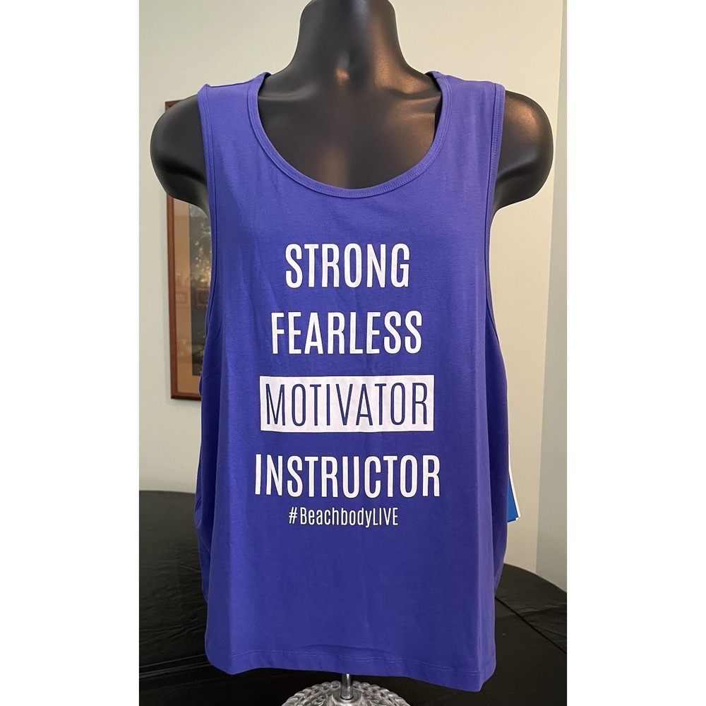 Beachbody Graphic Tank Top Womens L Blue Workout Gym Motivation Muscle Tank